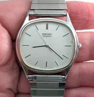 Vintage SEIKO 3421A 6 Jewels Silver Tone Men's 34mm Quartz Watch PARTS or REPAIR