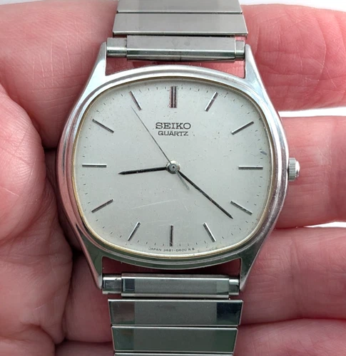 Vintage SEIKO 3421A 6 Jewels Silver Tone Men's 34mm Quartz Watch PARTS or REPAIR