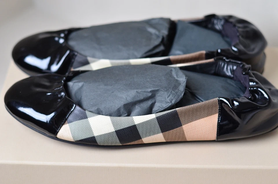 Sapatilhas Burberry Nova Soft Ballerina – Black Check – Tamanho 38 (EUA 7.5) – Com Caixa - Imagem 3 de 4