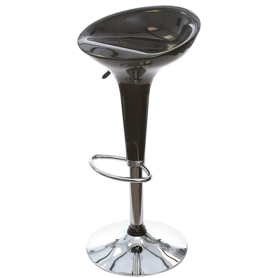 Sgabello Bar Alto Cucina Regolabile in Acciaio e ABS Seduta Girevole Nero Casa - Immagine 2 di 4