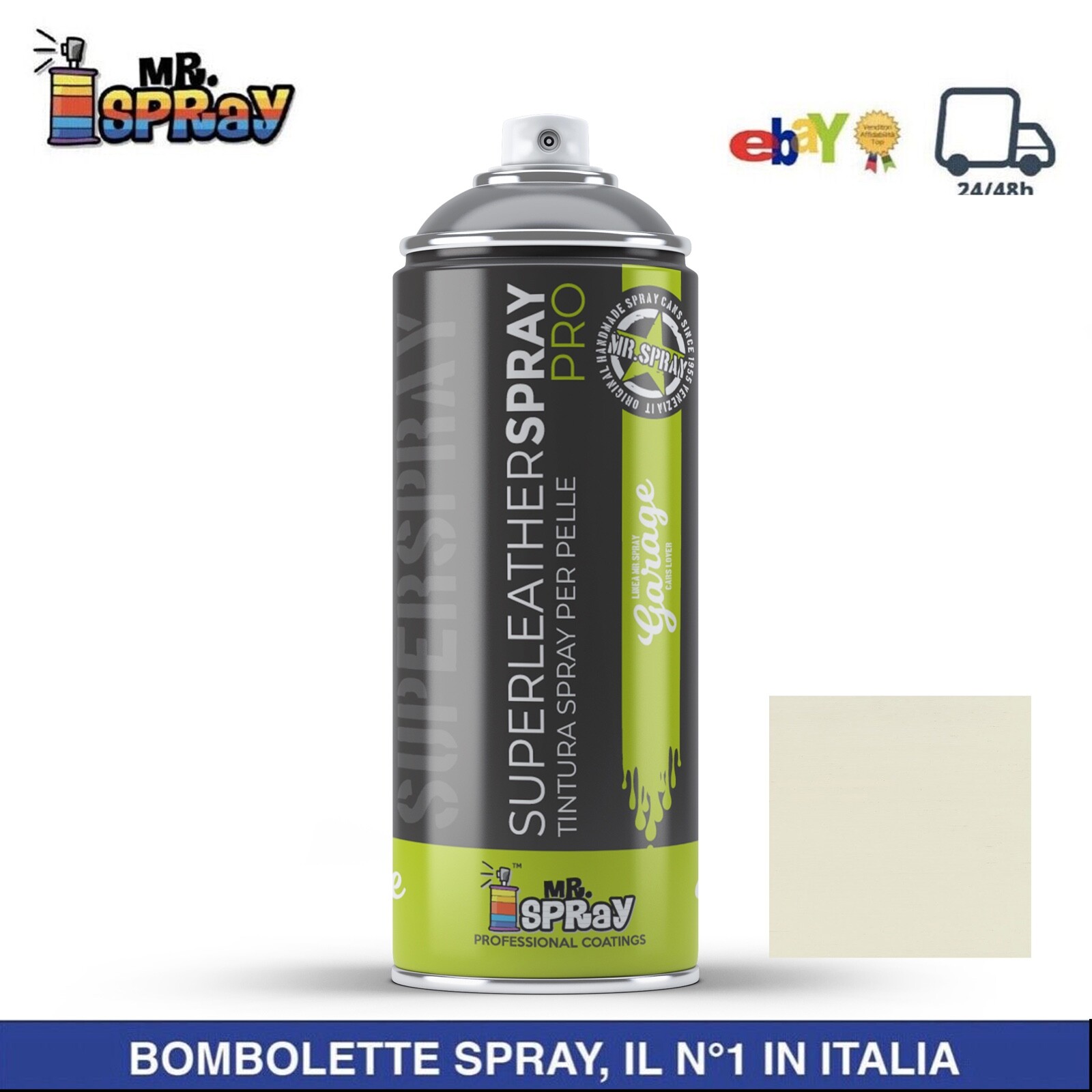 TINTURA PER PELLE Spray - Volanti, Sedili, Divani colore RAL 1013 Avorio chiaro