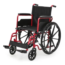 [FDA APPROVED]Folding Manual Medical Wheelchair 18*16" Seat w/Armrest & Footrest