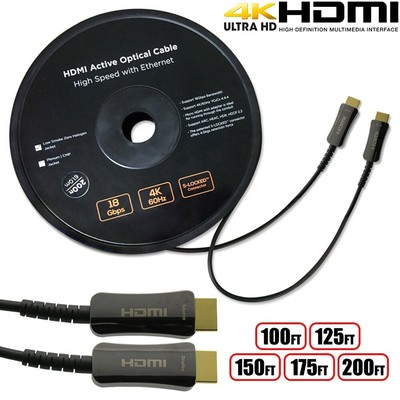 100 125 150 175 200FT HDMI AOC Cable Active Fiber Optic 4K 60Hz HDR ARC 18Gbps
