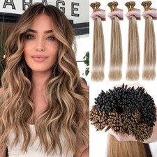 Russian Stick I Tip 100 Remy Human Hair Extensions Pre bonded 1g/s Nano Ring