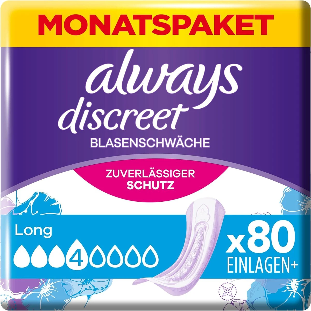 Always Discreet Inkontinenzeinlagen Long, 80 Binden (4 X 20 Stück  