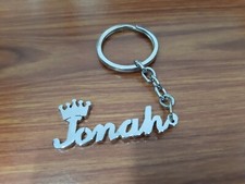 Personalized Key Chain Key Ring Hand Carved Custom Name Key Chain Keyring Silver
