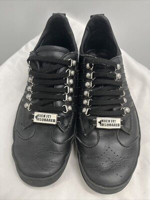 Dsquared2 Men's Lace Up ''Kick it'' Stripe Black Sneakers Shoes Size EU 42 US 9