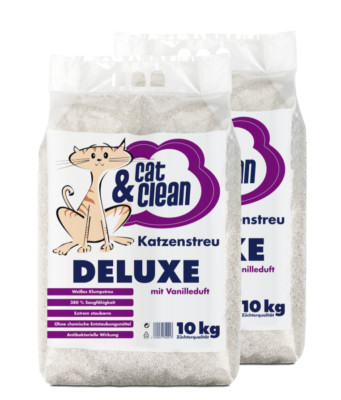 2x 10kg = 20kg Cat & Clean  Katzenstreu DELUXE mit Vanilleduft Klumpstreu 