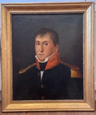 1803 Hand Painted Signed Portrait Napoleon Navy Officer Waterloo Battle War