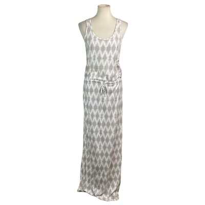 Gap Outlet Womans Aztec Maxi Dress Size S White Light Tan Sleeveless Tie Waist 