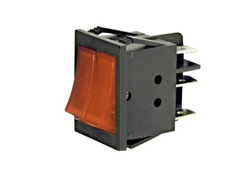 Interruttore a bilanciere doppio 220V 16A unipolare tasto rosso luminoso 32x25mm Interruttore a bilanciere doppio 220V 16A unipolare tasto rosso luminoso 32x25mm