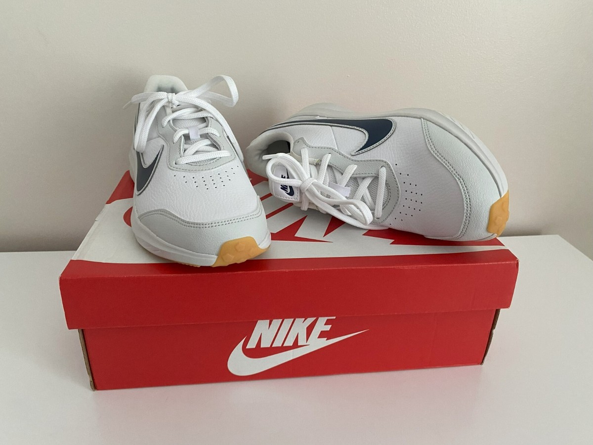 Nike Varsity Junior White Midnight Navy Leather Trainers Size