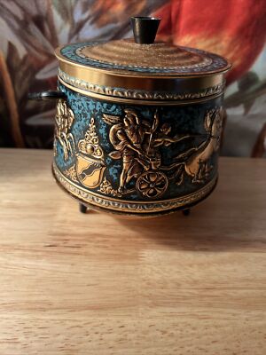 Vintage Tobacco Jar in Embossed Copper