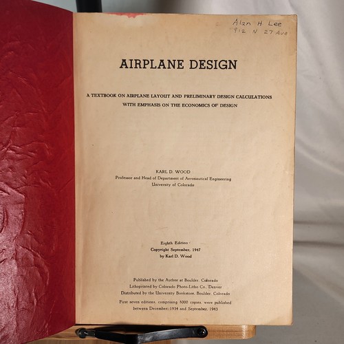 Airplane Design - Textbook on Layout & Preliminary Design Karl Wood 1947 8th Ed - Picture 4 of 7