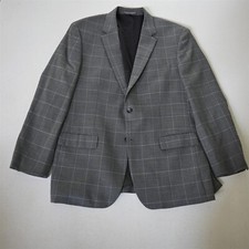Jos. A Bank 46L Gray Windowpane Traveler Tailored Blazer Suit Jacket Sport Coat