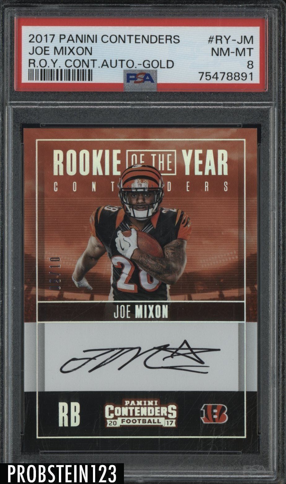 Joe Mixon Panini Contenders Rookie of the Year Contenders Autographs #RYJM Gold