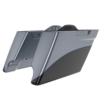 Gauntlet Gray Metallic/Vivid Black 2-Tone Stretch Extended Saddlebag Fits Harley