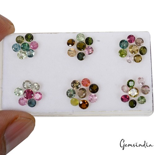 Certified 5.80 Cts/45 Pcs Natural Unheated Multi Color Tourmaline Round Cut Gems - Picture 3 of 3