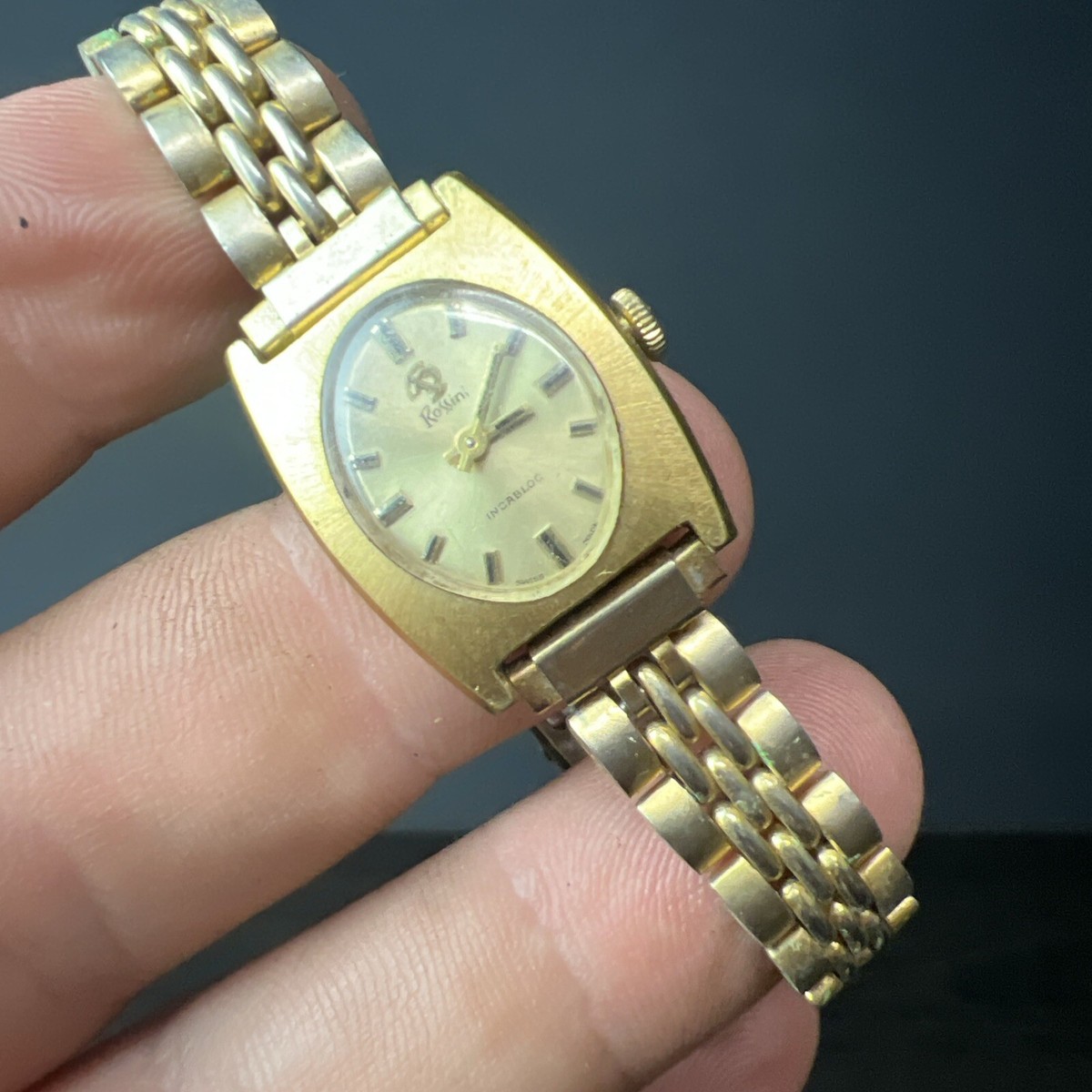 Vintage Rossini Watch Women Gold Tone Oval Manual Wind Runs | eBay