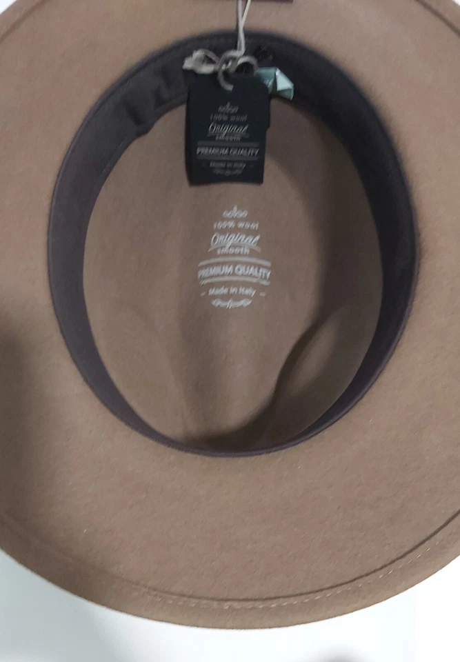 Chapeau Indiana Jones Casual En Laine Brun Clair Tortora Fabriqué En Italie - Photo 3/4