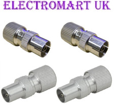 2 X MALE 2 X FEMALE TV AERIAL COAX PLUGS SOCKETS CONNECTORS METAL ALUMINIUM 