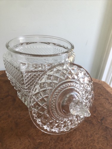 Vintage Anchor Hocking glass cookie jar and lid hexagon shape EUC - Picture 3 of 8