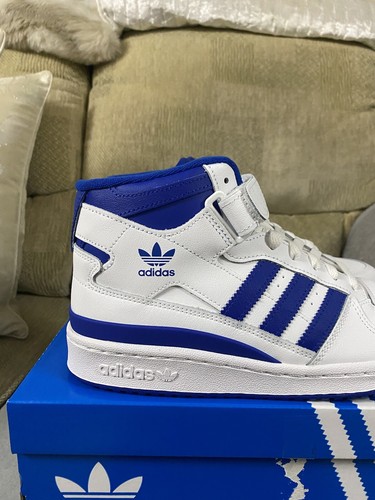 Adidas Originals Forum Mid White Blue Trainers Shoes BNIB Size 7uk FY4976 - 第 3/19 張圖片