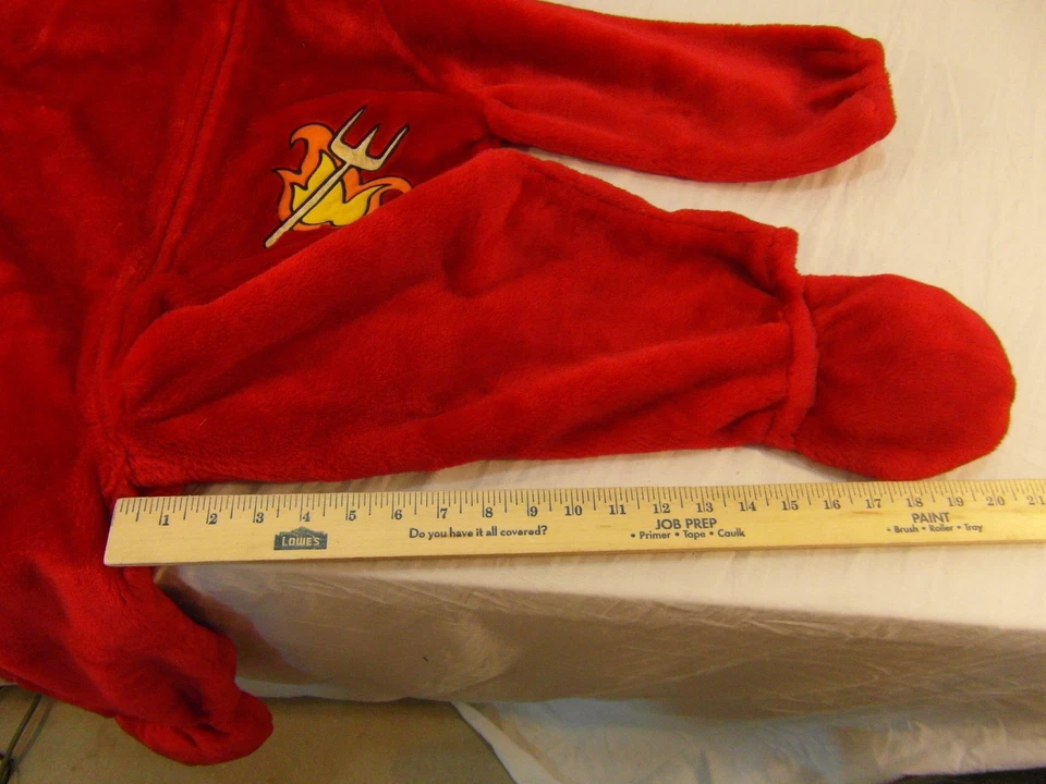 Traje de cuerpo Chrisha juguetón de felpa rojo dorado diablo con cremallera para niños edades 4-6 Foto 3 de 4