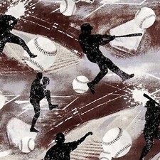 All Stars Baseball Brown 100 Cotton Fabric by The Yard
