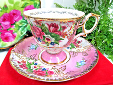 Shafford tea cup and saucer Japan pink and ni...