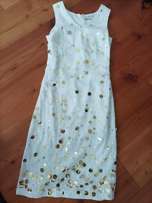sehr schönes Kleid von Together Gr. 34 weiß gold ungetragen