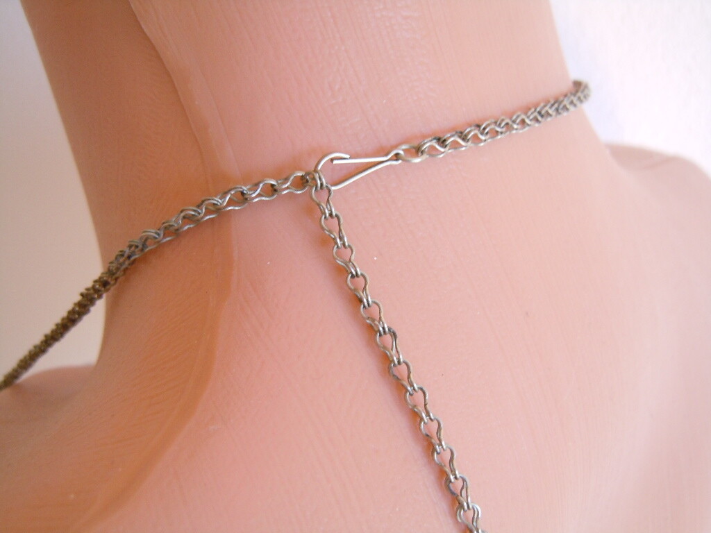 Old SilverPlated Traditional Costumes Chain With Blu… Gem