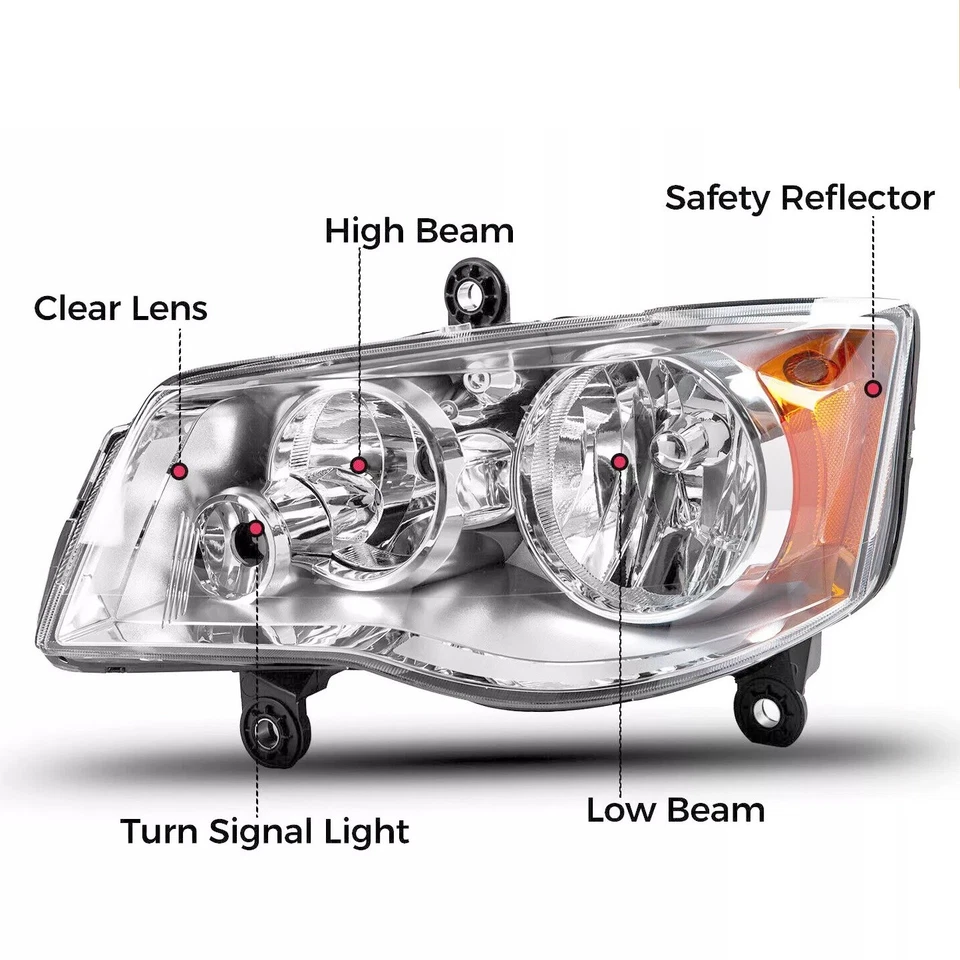 Фары головного света для Dodge Grand Caravan 08-16 Chrysler Town & Country 11-19 годов выпуска - Изображение 3 из 4