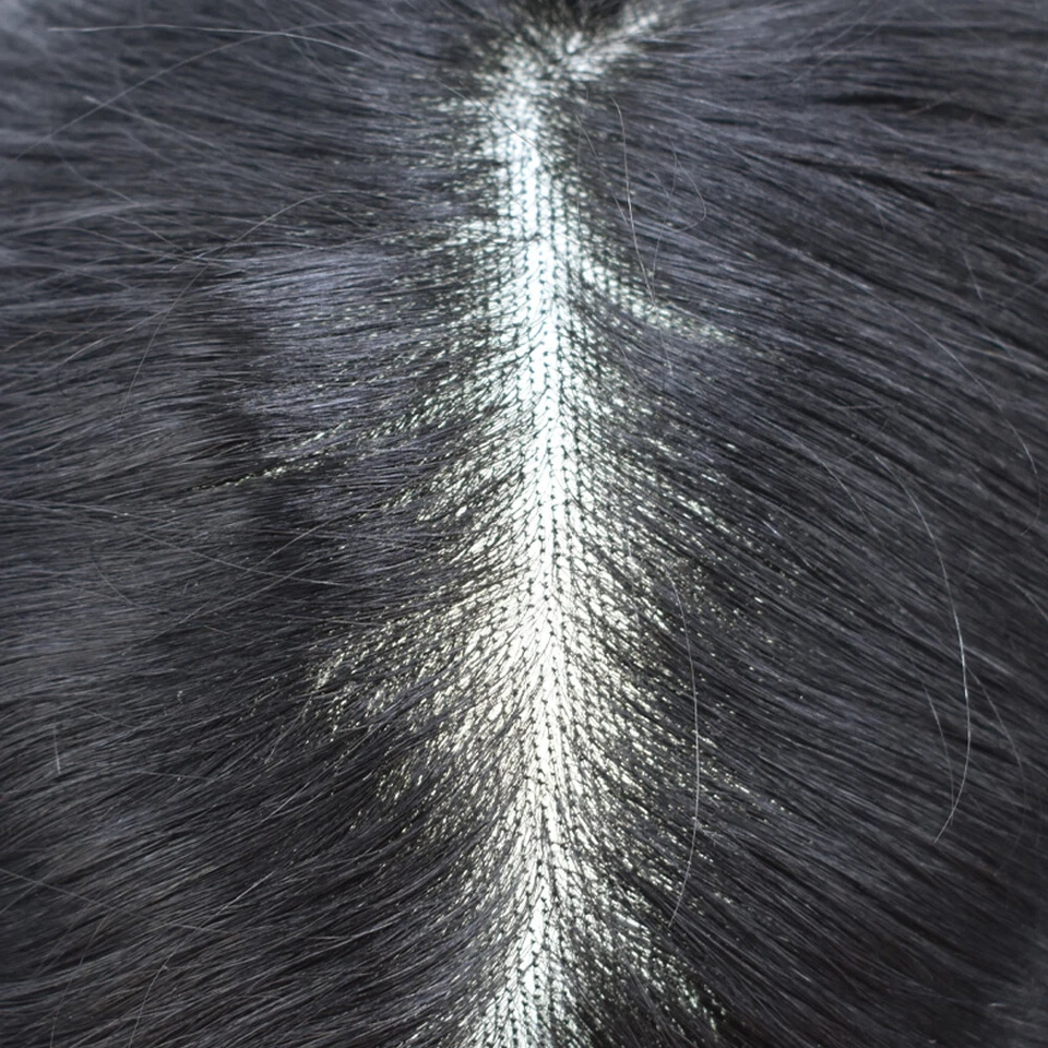 男式 Toupee Hairpiece 细单色头发系统替换聚乙烯皮肤周围男士假发 — 第 2/4 张图片