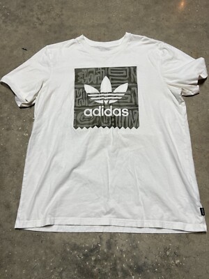 90s adidas trefoil logo geometric shirt Vintage Adidas White