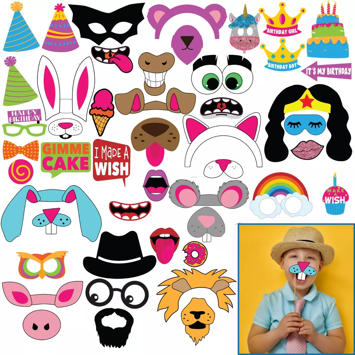 Kids Birthday Party Photo Booth Props