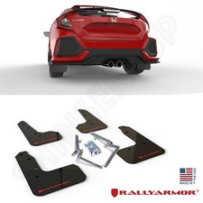 Rally Armor Ur Black Mud Flaps W Red Logo For 2017-2021 Civic Sport Hatchback