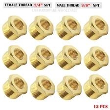 12PC 3/8" Male x 1/4" Female NPT Pipe reducer Hex Bushing adapter Brass Fitting