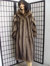 EXCELLENT NATURAL RACCOON RACOON FUR COAT JACKET WOMEN WOMAN SZ 4 PETITE