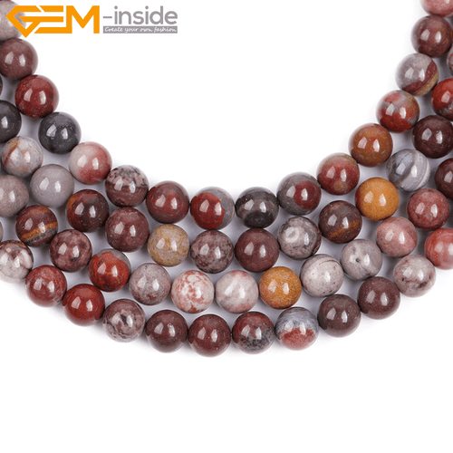 Round Natural Dark Red Fancy Fantasy Jasper Beads for Jewelry Making Strand 15" - Picture 12 of 25