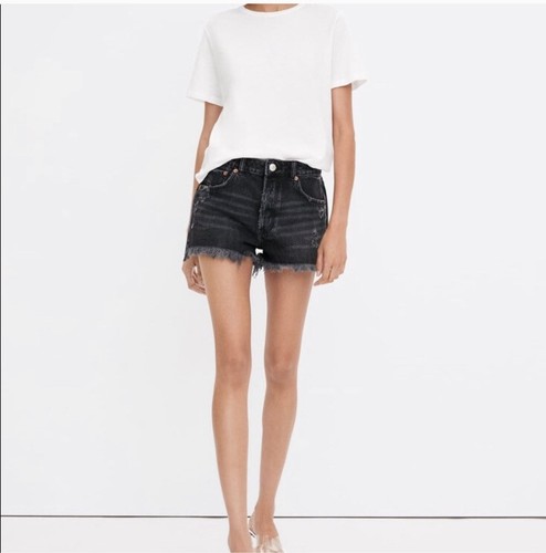 Zara Distressed Black High Rise Jean 
