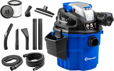 Vacmaster VWM510 5-Gallon 5 Peak HP Remote Control Wall Mount Blue