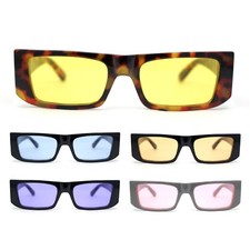 Womens Mod Square Rectangle Subtle Cat Eye Plastic Retro Sunglasses
