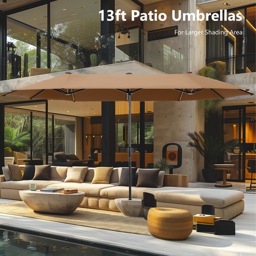 13ft Patio Umbrella Double Side Large Outdoor Market Umbrella with Crank - Picture 50 of 112