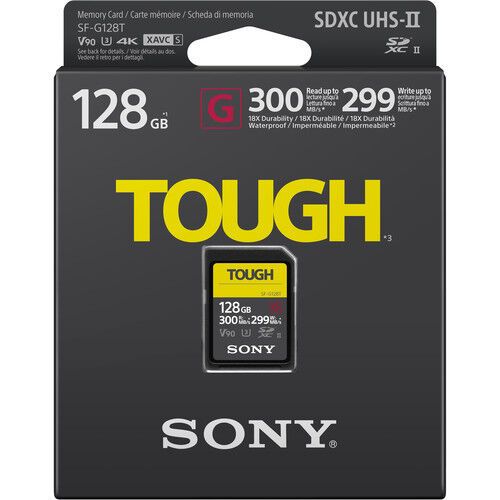Sony G Tough Series SF-G128T 128GB UHS-II Class 10 U3 V90 Sony G Tough Series SF-G128T 128GB UHS-II Class 10 U3 V90