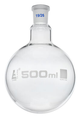 Boiling Flask with Joint, 500ml - 19/26 Socket Size - Round Bottom- Eisco Labs