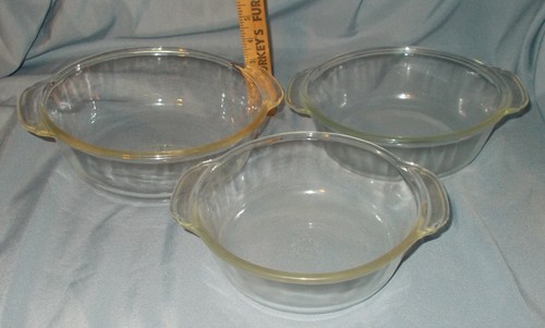 3 Anchor Hocking Fire King Pressed Glass Casserole Bowls:1, 1-1/2, & 2 Quart!!! - Picture 3 of 11