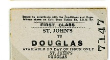 Railway Ticket Isle of Man 1st Class Single St Johns - Douglas