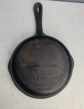 Vintage Wagner's 1891 Cast Iron Pan 8” Frying Skillet Double Pour Spout USA