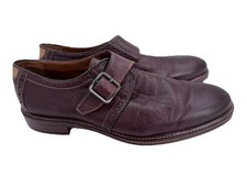 Johnston Murphy McClain 10.5 Brown Sheepskin Leather Monk Strap Dress Shoes